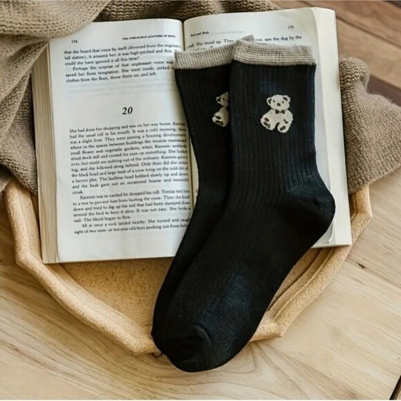 Ribbed teddybear Socks neutral Brown hosiery Adademic 6 pack - Picture 8 of 9